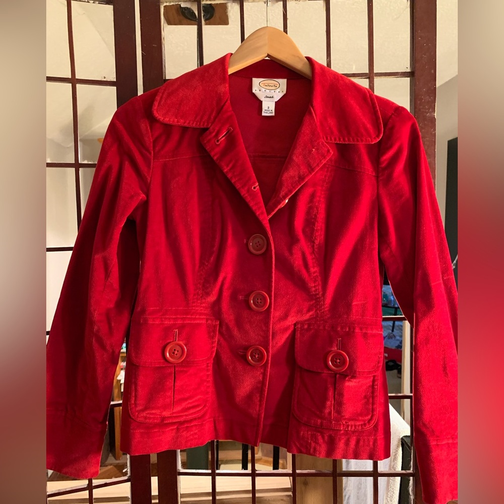 Talbots red velvet blazer